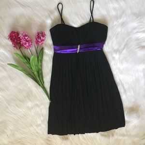 Black Spaghetti Strap Dress with Purple
